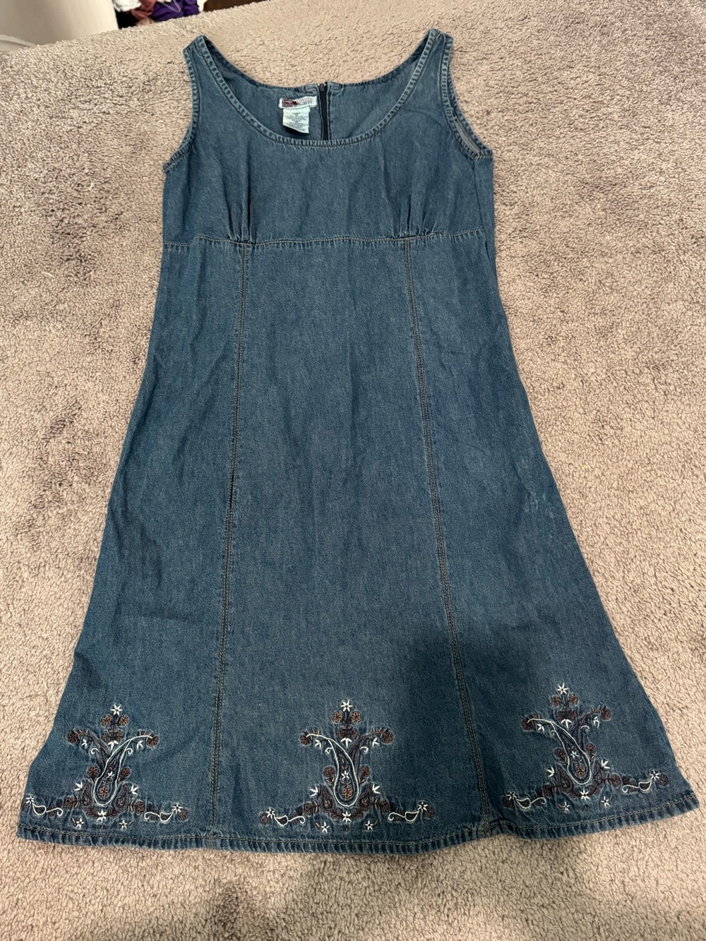 Faded Glory Y2K Denim Embroidered A-Line Dress